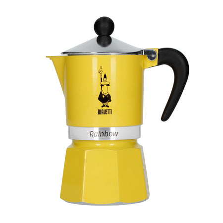 Bialetti Rainbow 3-cup moka kavinukas, geltonas