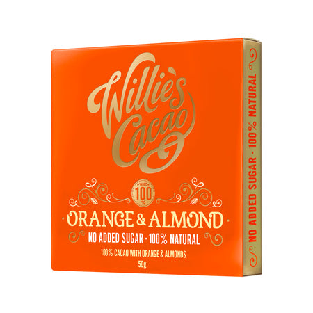 Willie's Cacao – apelsinas ir migdolas 50g, be pridėtinio cukraus