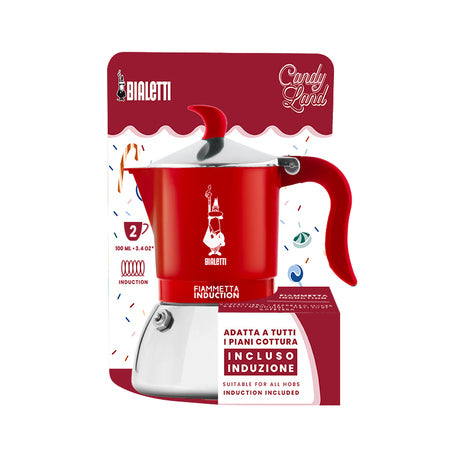 Bialetti Fiametta Induction Candyland kavinukas 2-cup raudona