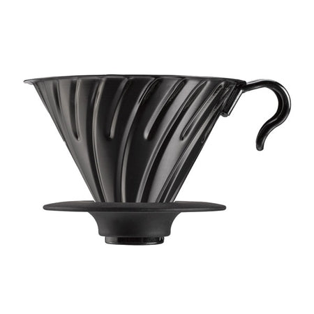 Hario - V60-02 Metalinis lašintuvas su silikoniniu pagrindu, juodas